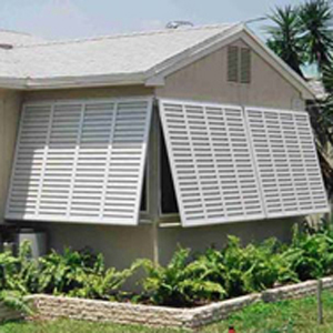 Bahama shutters shading front elevation