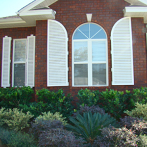 Colonial shutters on front elevation
