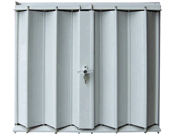 Accordion storm shutters on patio doors