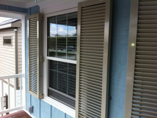 Colonial shutters on front elevation