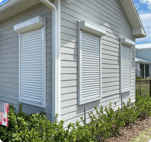 Hurricane shutters installed on Gulf Coast home